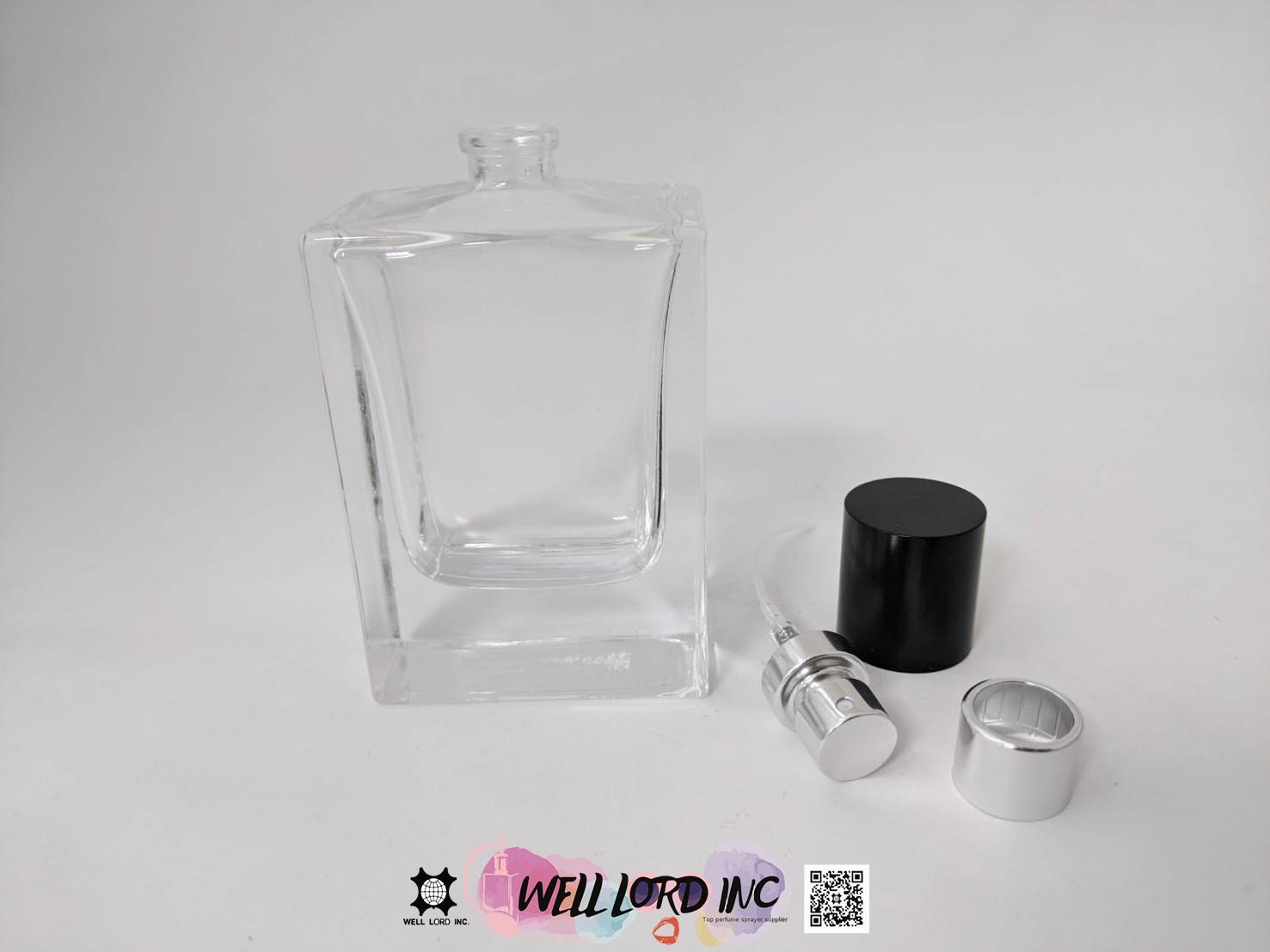 高质感厚底方型封口式香水玻璃空瓶
