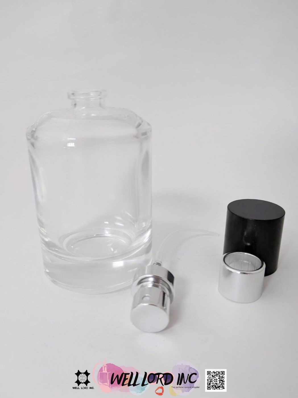 斜肩厚底封口式香水透明玻璃瓶