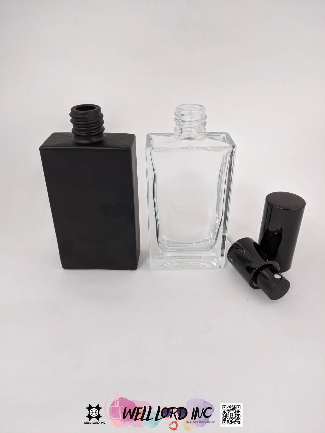 簡約方形黑色霧面香水玻璃瓶
